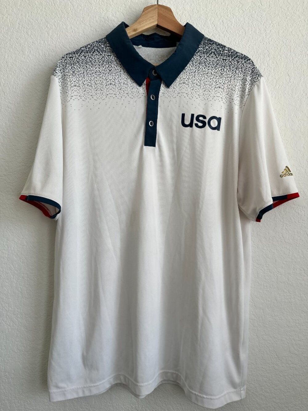 Adidas Golf Polo Shirt White Climachill USA Short Sleeve Ryder Cup Men's Large
